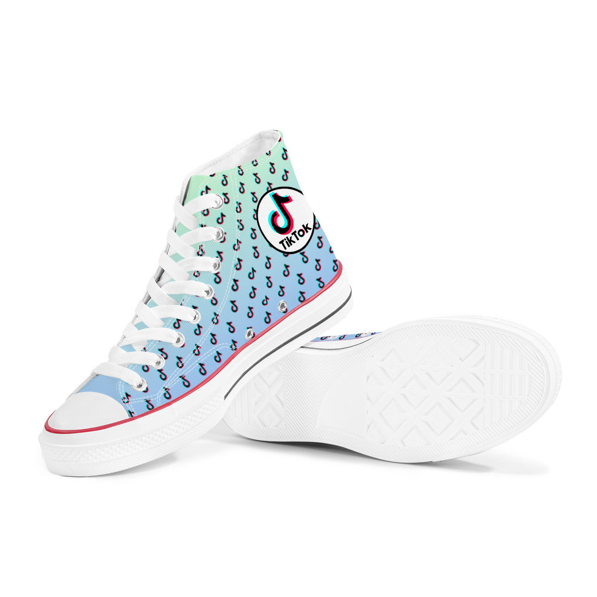 TikTok High Top Canvas Shoes - Blue and Green Tiktok Sneakers - SD-style-shop