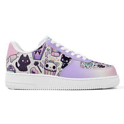 Pastel Goth Cat Print Low Top Sneakers