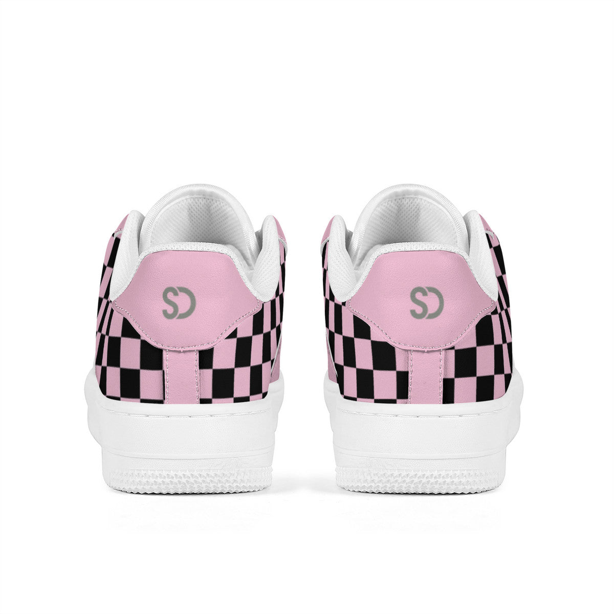 Black & Pink Checkered Low Top Sneakers