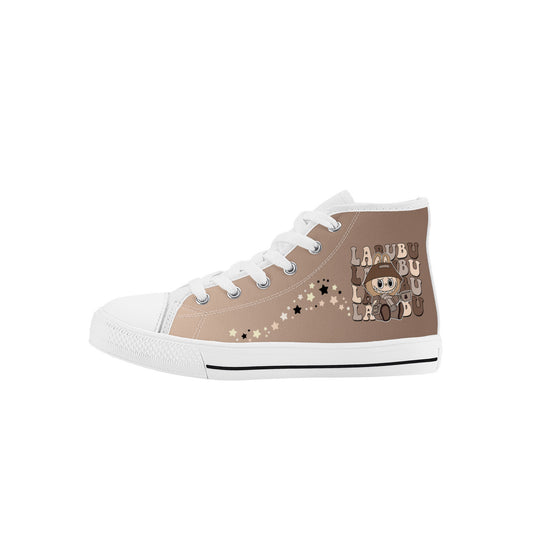 Kids High Top Canvas Shoes Labubu Brown Sneakers