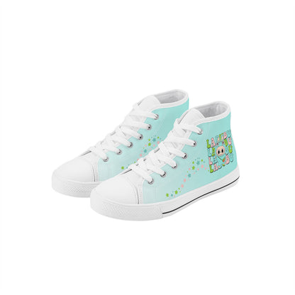 Kids High Top Canvas Shoes Labubu Green Sneakers