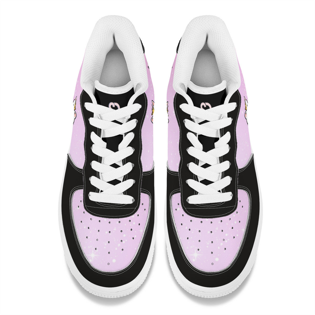 Black & Pink Cat Low-Top Sneakers