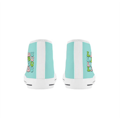 Kids High Top Canvas Shoes Labubu Green Sneakers