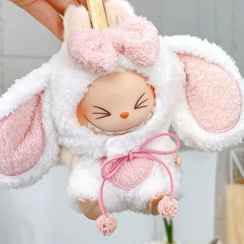 Super cute Labubu Doll Clothes, Pink & White Rabbit