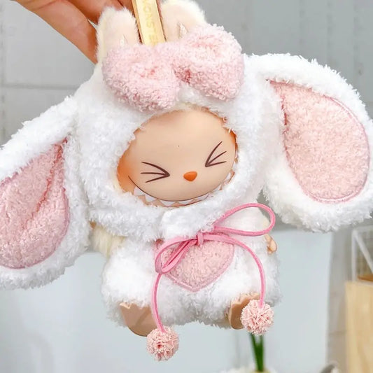 Super cute Labubu Doll Clothes, Pink & White Rabbit