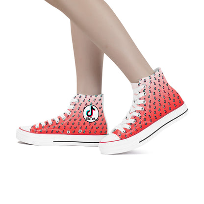 TikTok High Top Canvas Shoes - Red TikTok Sneakers - SD-style-shop