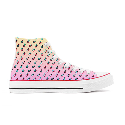TikTok High Top Canvas Shoes - Pink and Yellow TikTok Sneakers - SD-style-shop