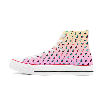 TikTok High Top Canvas Shoes - Pink and Yellow TikTok Sneakers - SD-style-shop