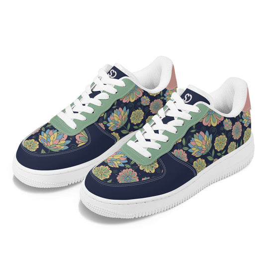 Black and Green Floral Low-Top sneakers