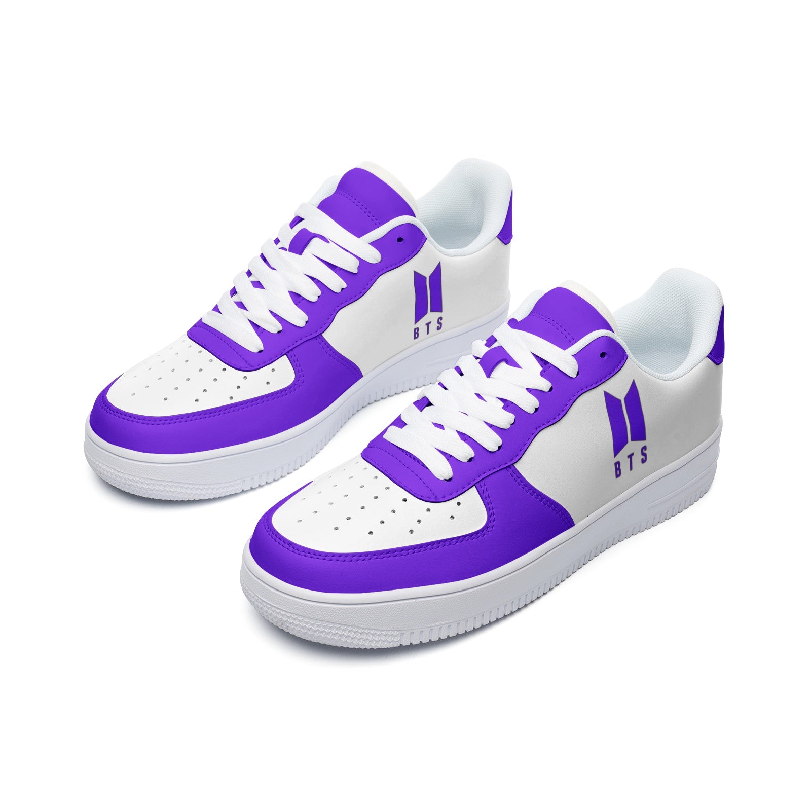 BTS Logo Unisex Low Top Leather Sneakers Purple - SD-style-shop