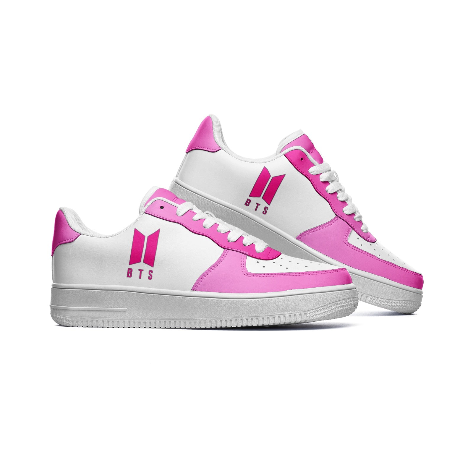 BTS Logo Unisex Low Top Leather Sneakers Pink - SD-style-shop