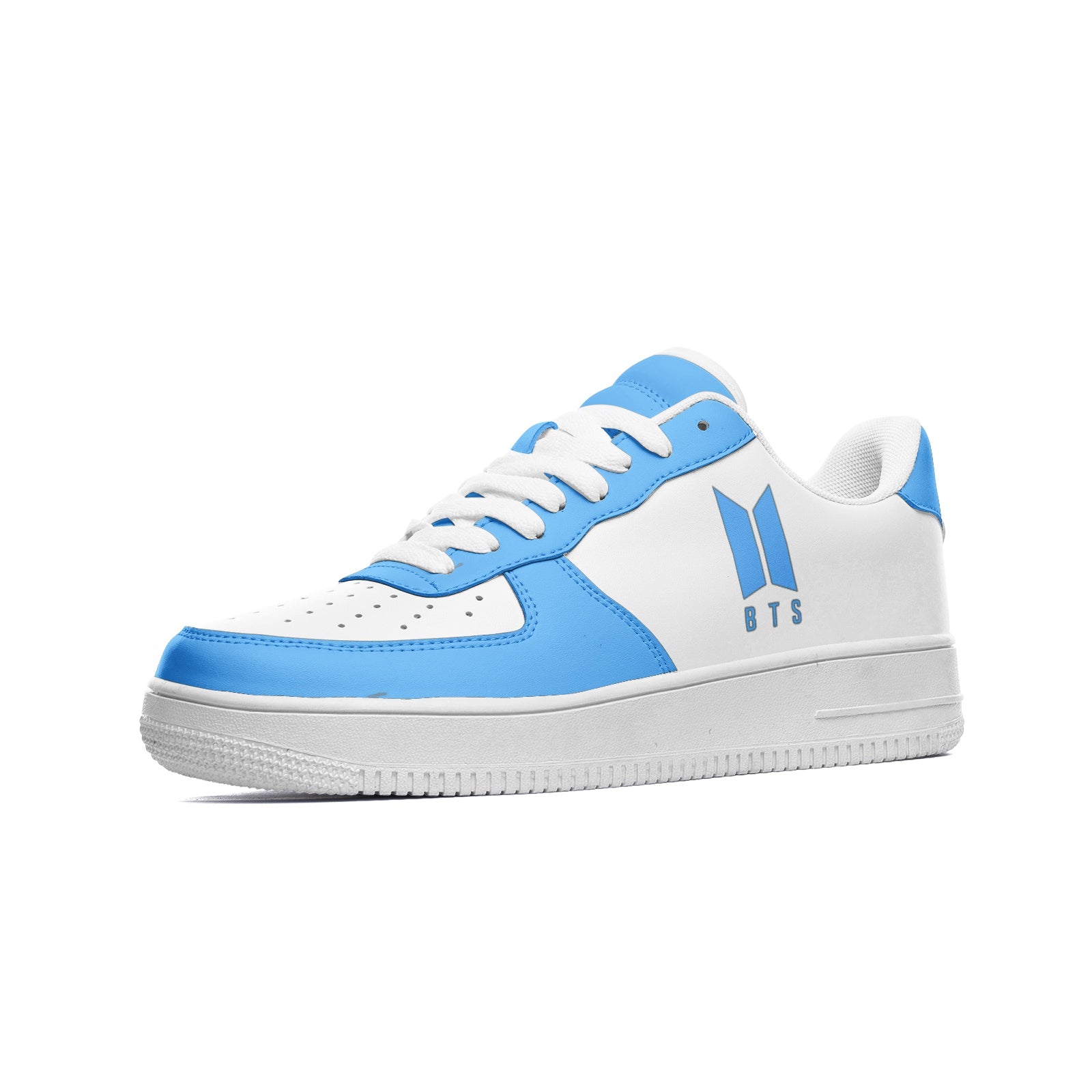 BTS Logo Unisex Low Top Leather Sneakers Light Blue - SD-style-shop