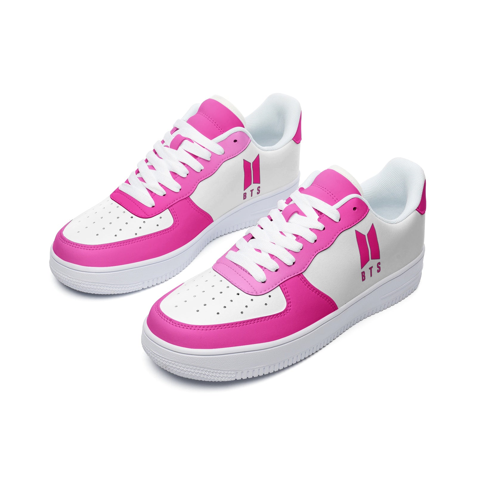 BTS Logo Unisex Low Top Leather Sneakers Pink - SD-style-shop