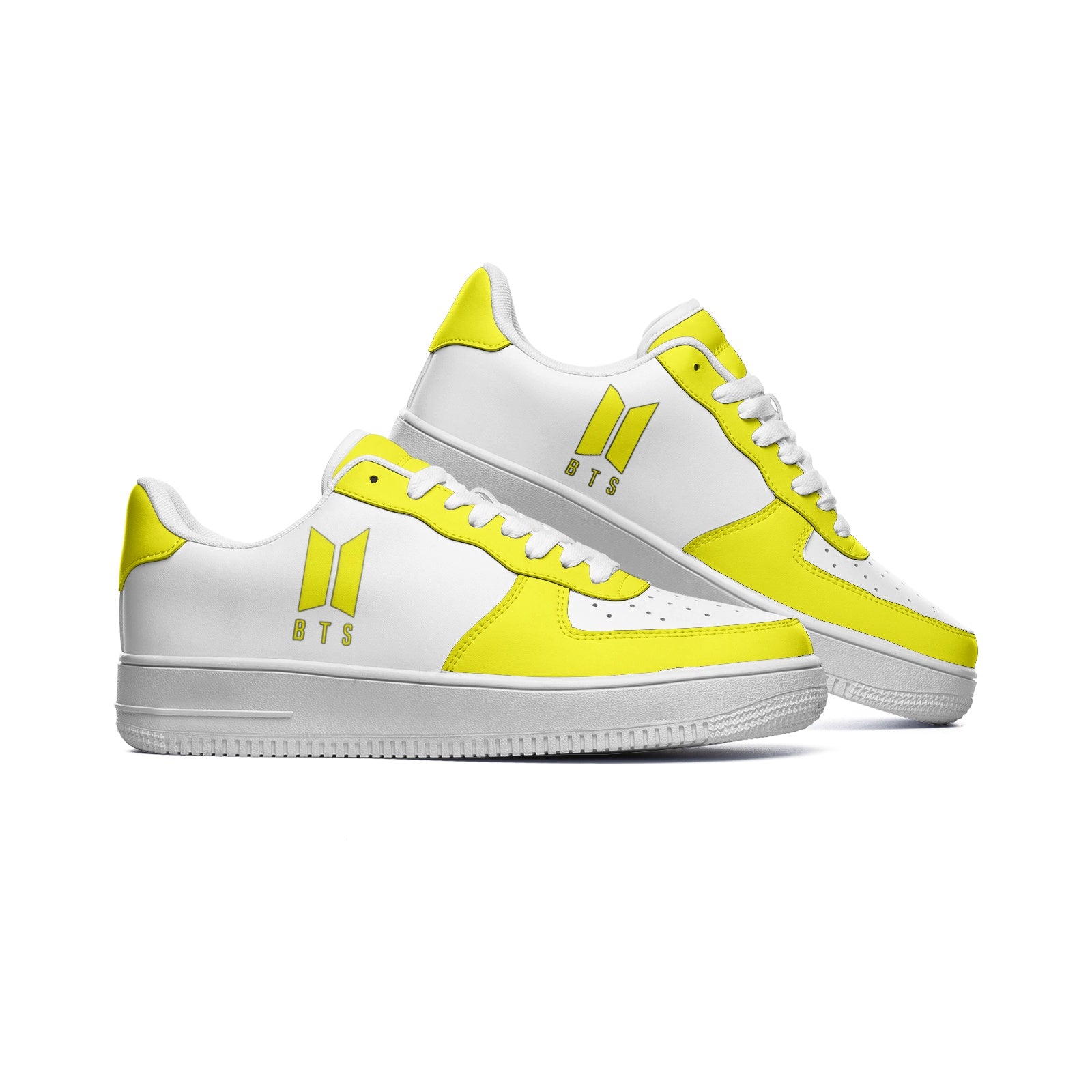 BTS Logo Unisex Low Top Leather Sneakers Yellow - SD-style-shop