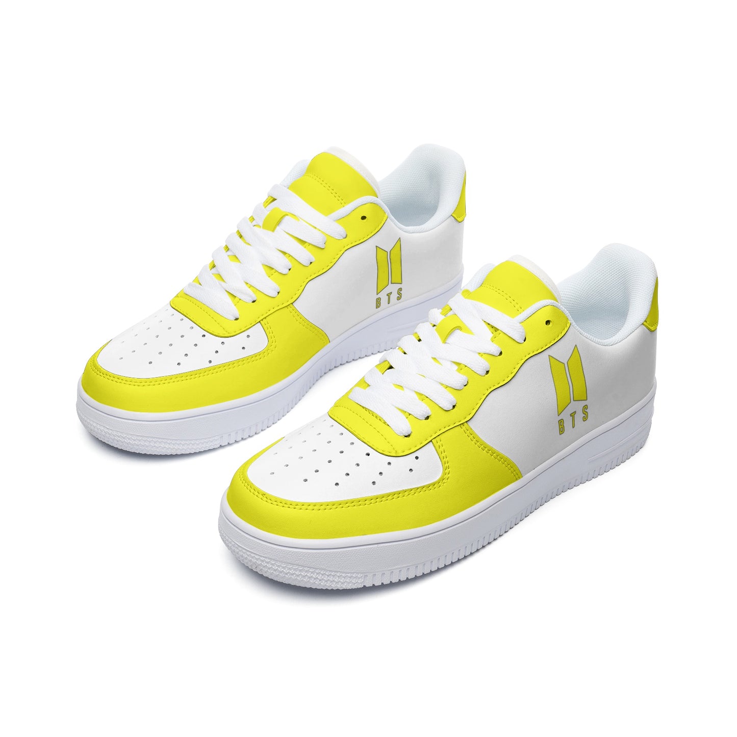 BTS Logo Unisex Low Top Leather Sneakers Yellow - SD-style-shop