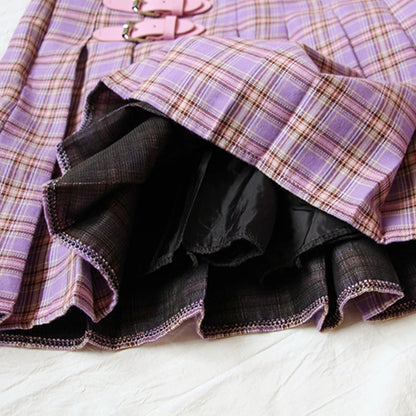 Purple Mini Pleated Skirt - SD-style-shop