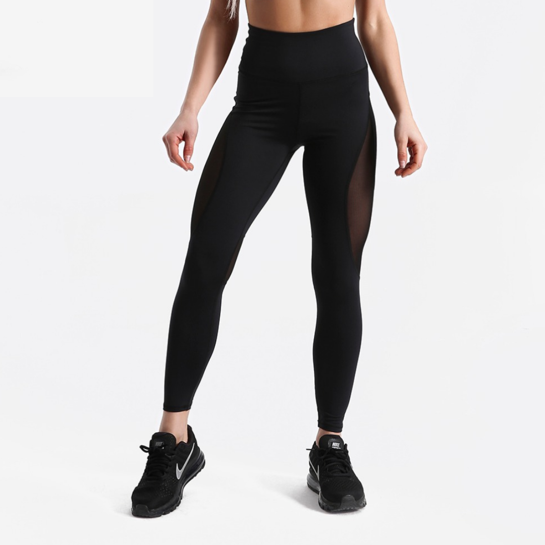 Black fitness leggings with mesh inserts - SD-style-shop