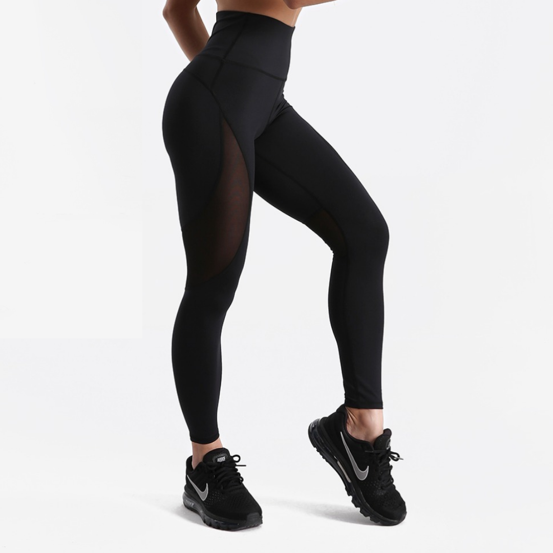 Black fitness leggings with mesh inserts - SD-style-shop