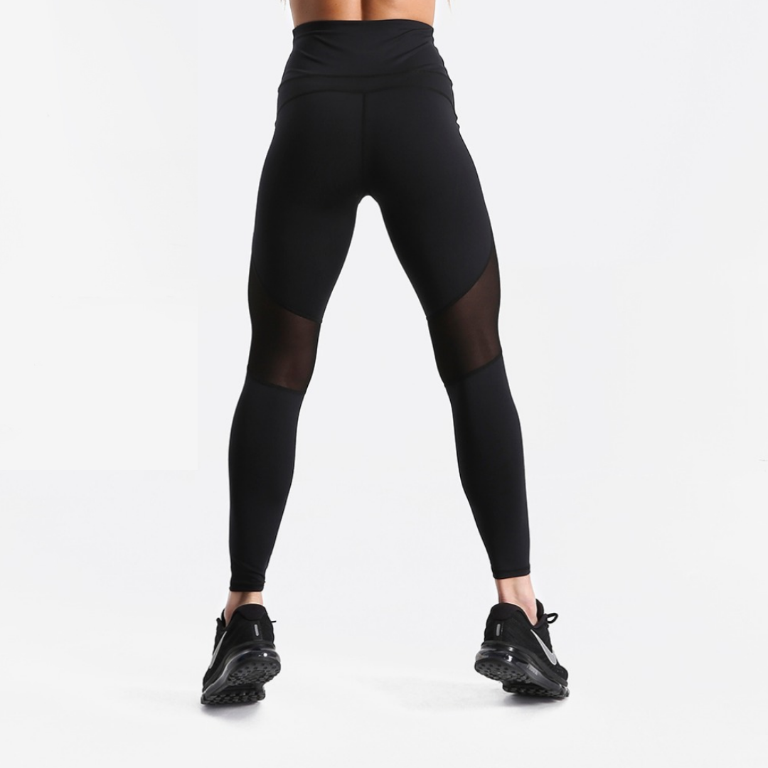 Black fitness leggings with mesh inserts - SD-style-shop