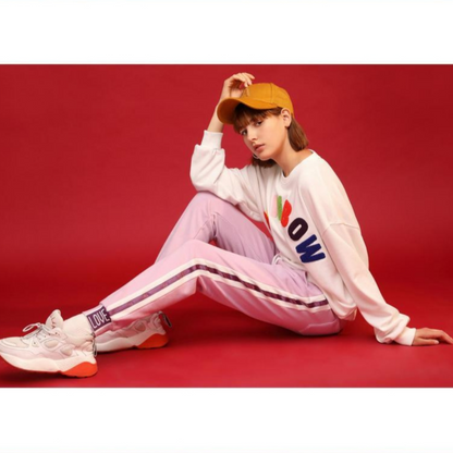 Light purple trackpants with white stripes - SD-style-shop