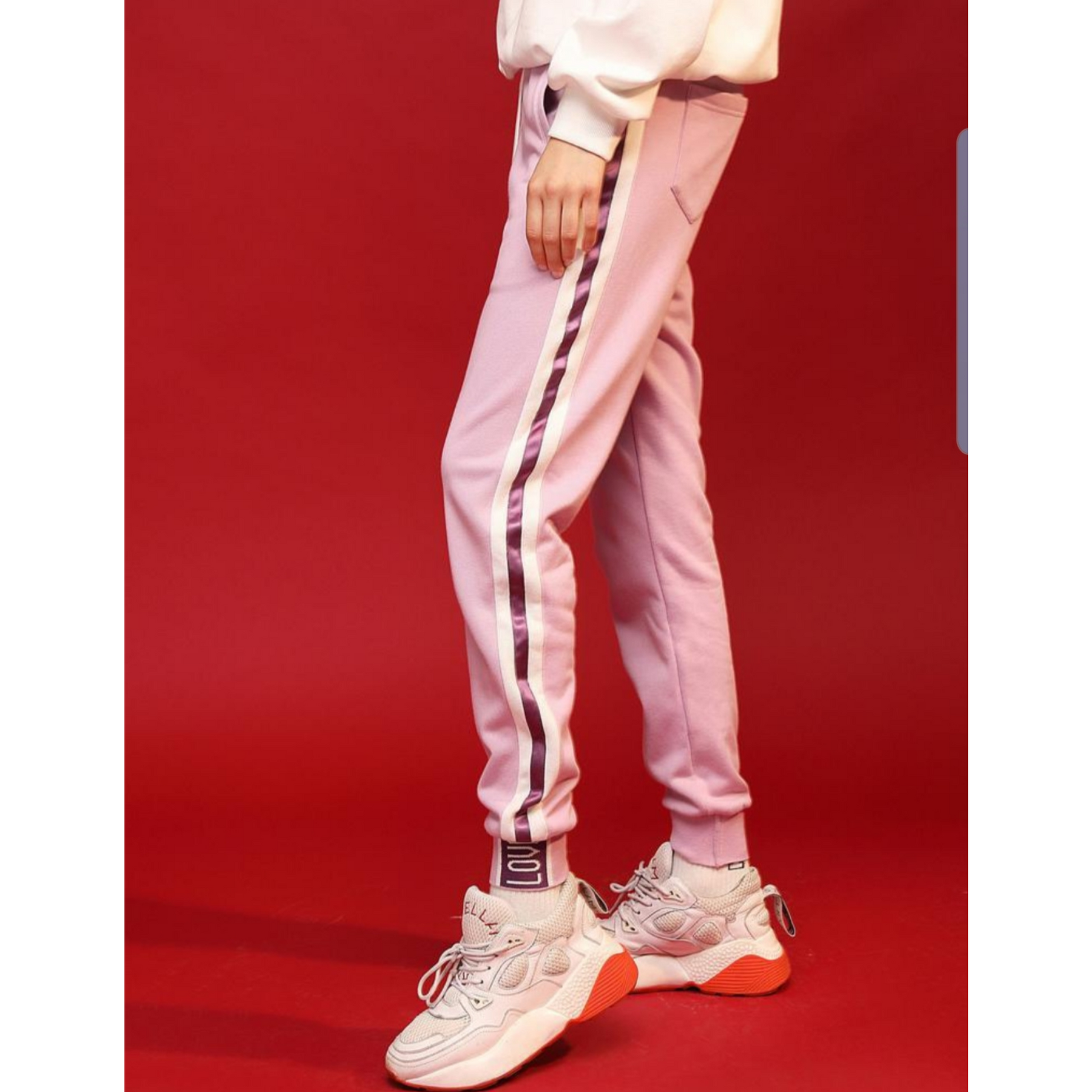 Light purple trackpants with white stripes - SD-style-shop