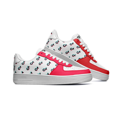 TikTok Unisex Low Top Leather Sneakers - Red - SD-style-shop