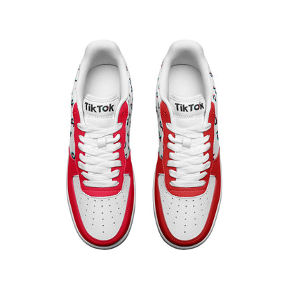 TikTok Unisex Low Top Leather Sneakers - Red - SD-style-shop