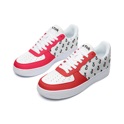 TikTok Unisex Low Top Leather Sneakers - Red - SD-style-shop
