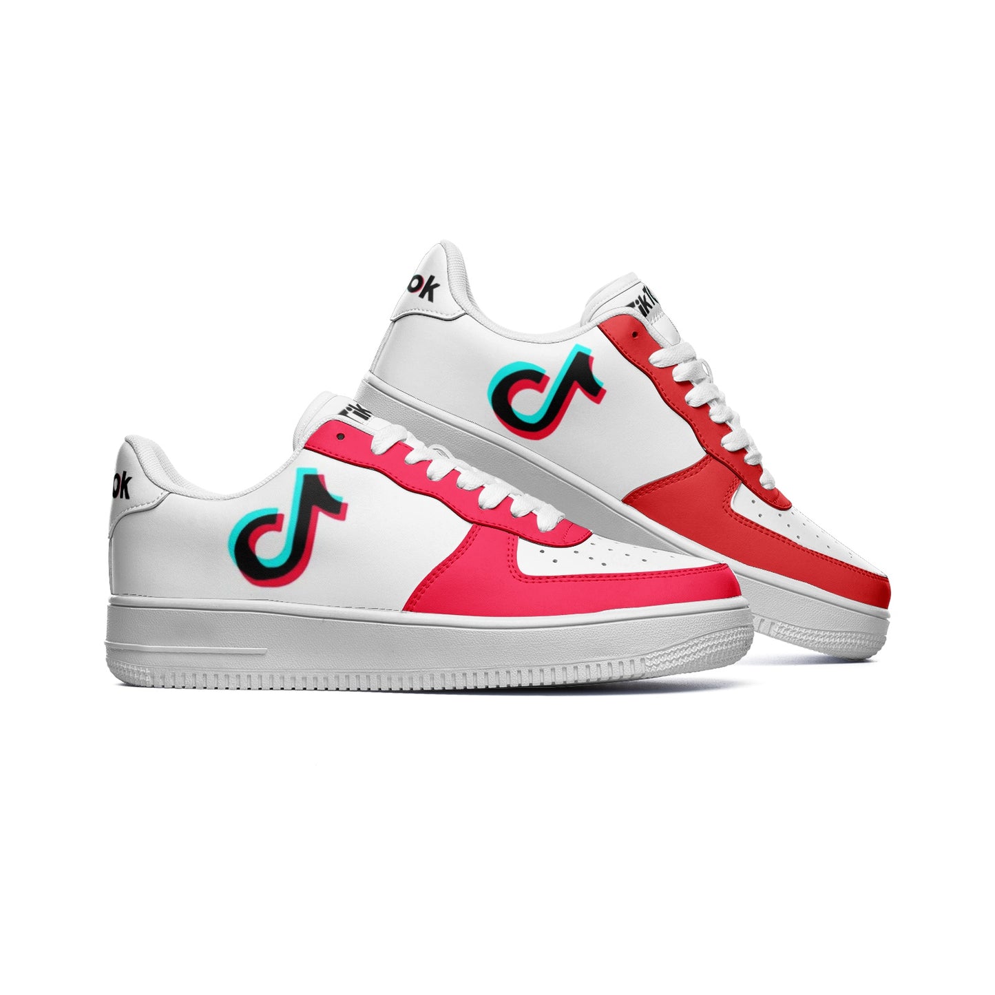 TikTok Unisex Low Top Leather Sneakers - Red - SD-style-shop