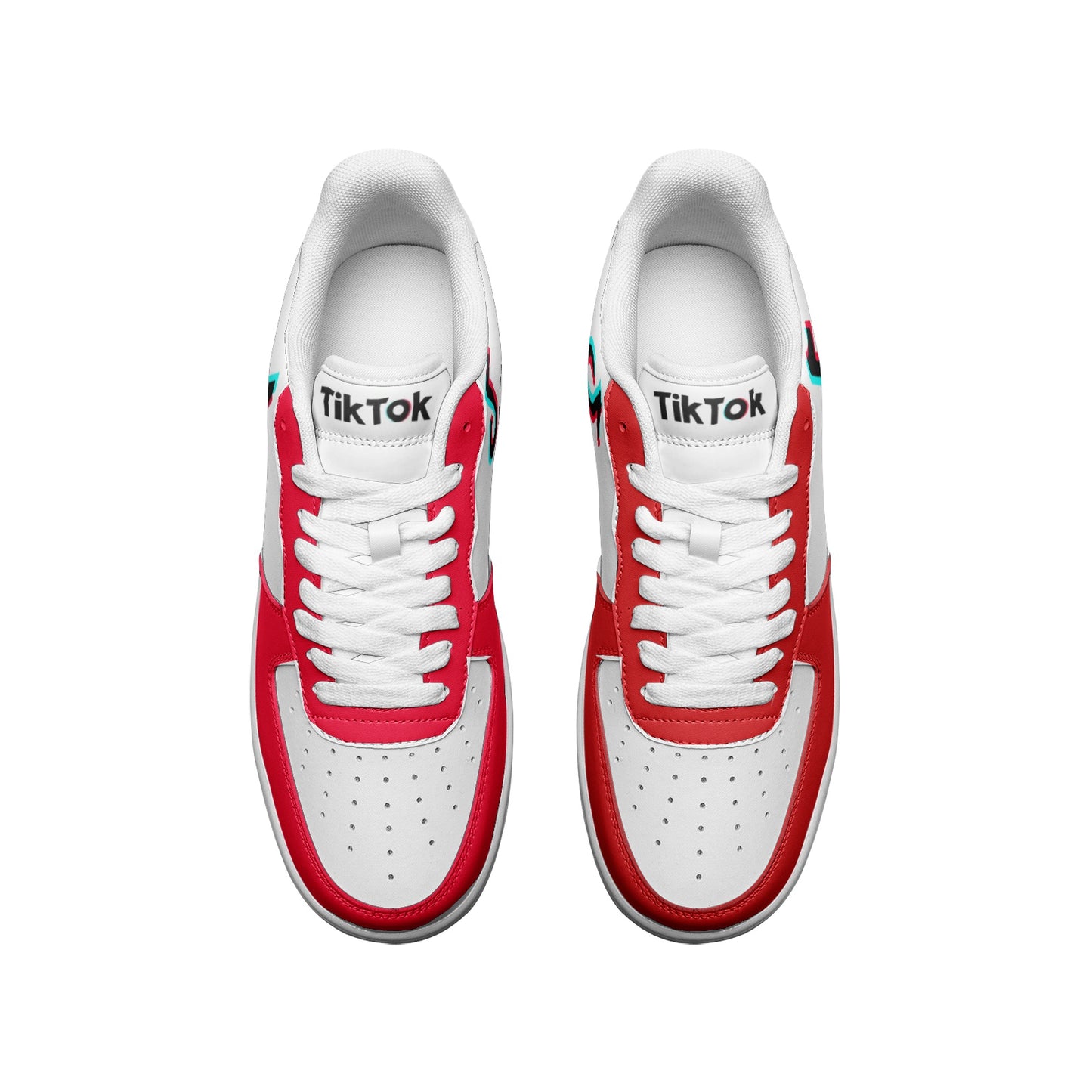 TikTok Unisex Low Top Leather Sneakers - Red - SD-style-shop