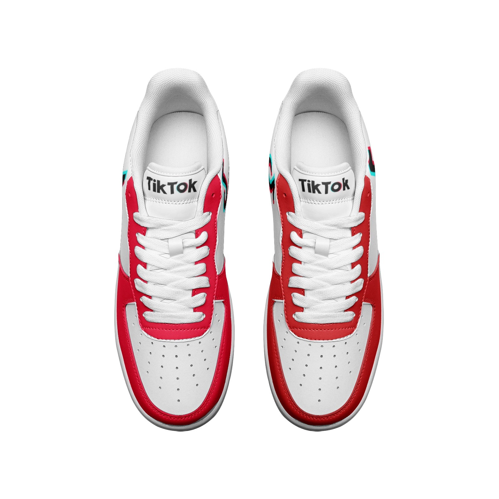 TikTok Unisex Low Top Leather Sneakers - Red - SD-style-shop