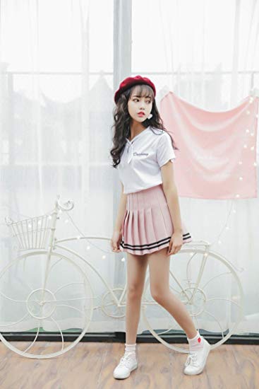 Sweet schoolgirl pleated skirt with stripes - SD-style-shop