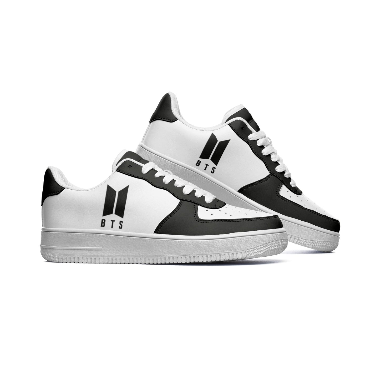 BTS Logo Unisex Low Top Leather Sneakers Black - SD-style-shop