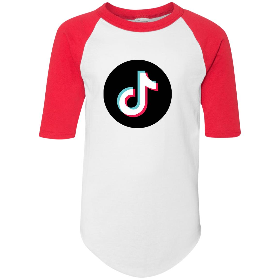 TikTok Kids shirt with round TikTok logo and coloured sleeves - SD-style-shop