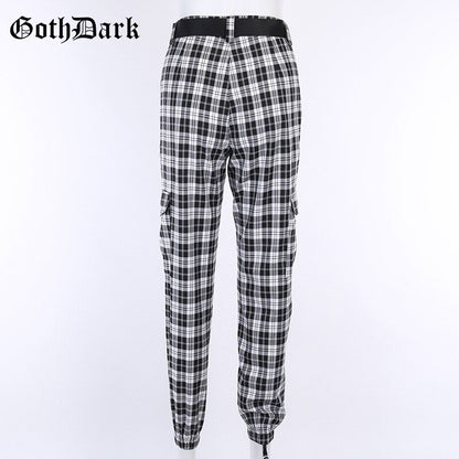 Black and White Harajuku plaid cargo pants - SD-style-shop