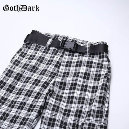 Black and White Harajuku plaid cargo pants - SD-style-shop