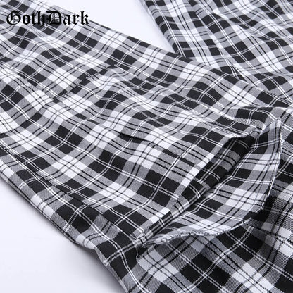 Black and White Harajuku plaid cargo pants - SD-style-shop