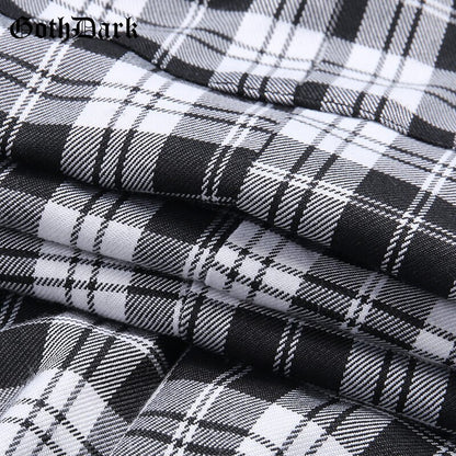 Black and White Harajuku plaid cargo pants - SD-style-shop