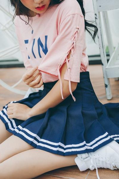 Sweet schoolgirl pleated skirt with stripes - SD-style-shop