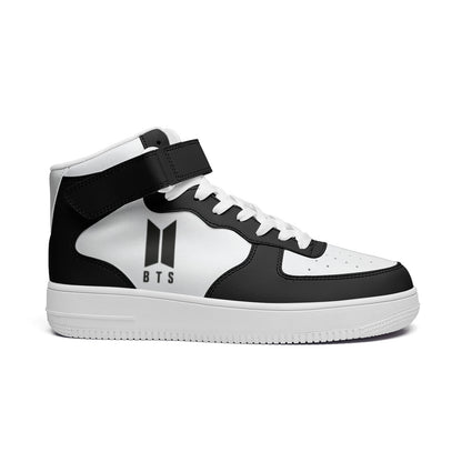 BTS Logo High Top Leather Sneakers - Black