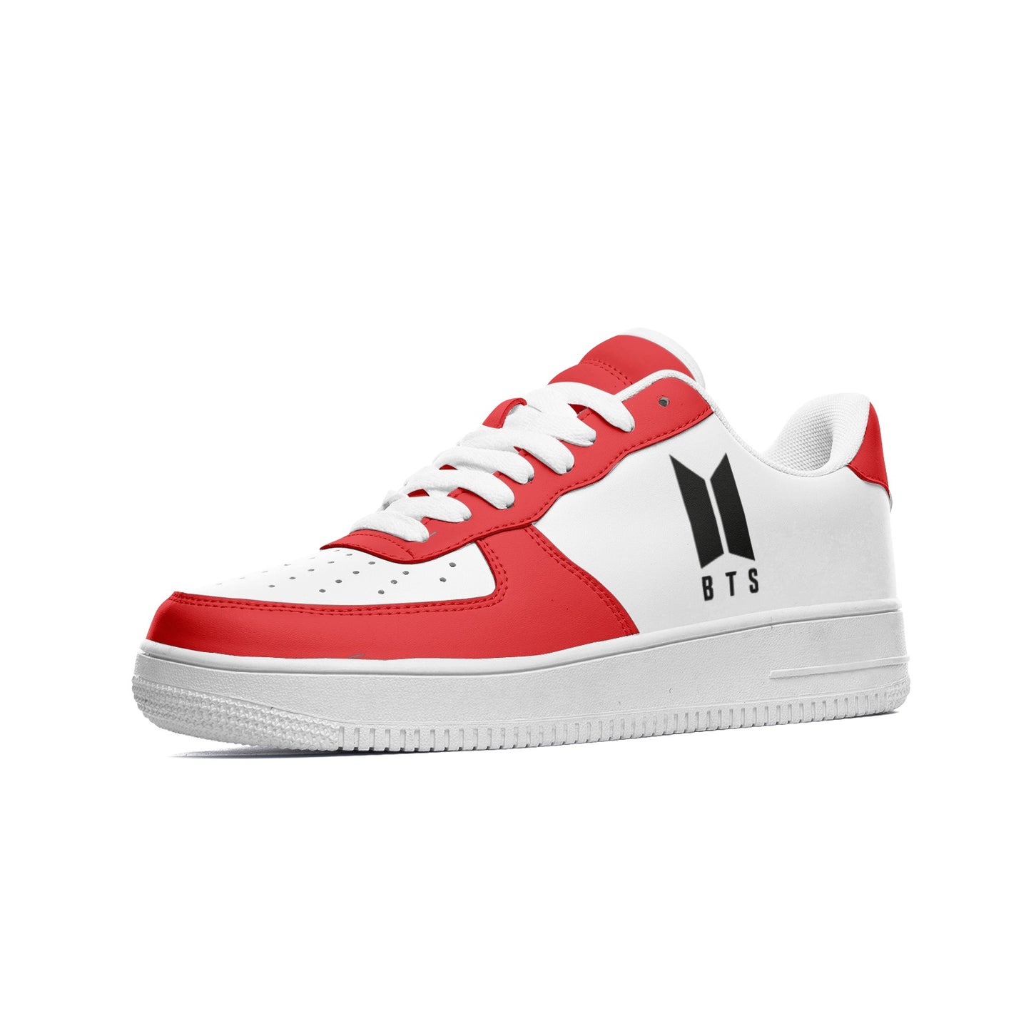 BTS Logo Unisex Low Top Leather Sneakers Red - SD-style-shop