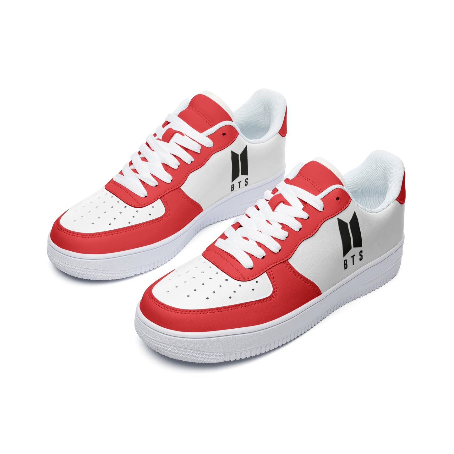 BTS Logo Unisex Low Top Leather Sneakers Red - SD-style-shop