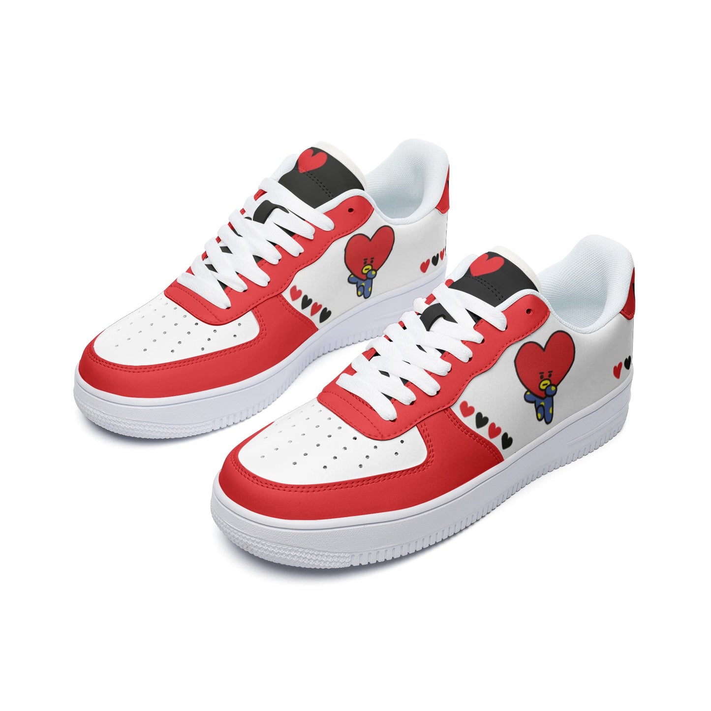 BT21 Tata Unisex Low Top Leather Sneakers - Red - SD-style-shop