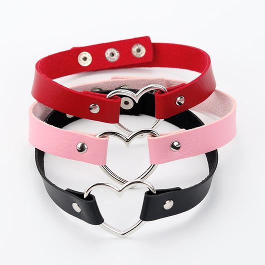 Leather Heart Choker Necklace - SD-style-shop