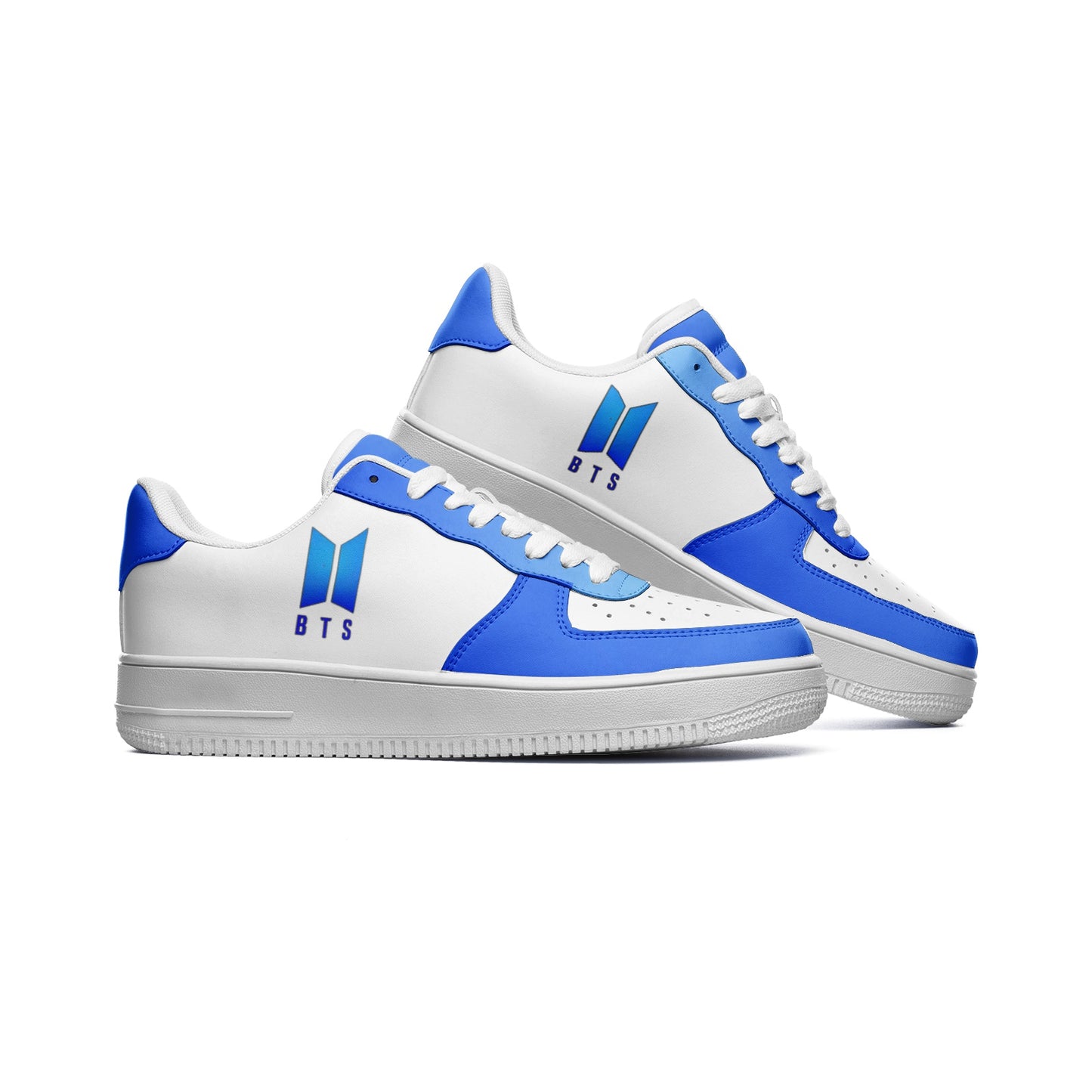 BTS Logo Unisex Low Top Leather Sneakers Blue - SD-style-shop