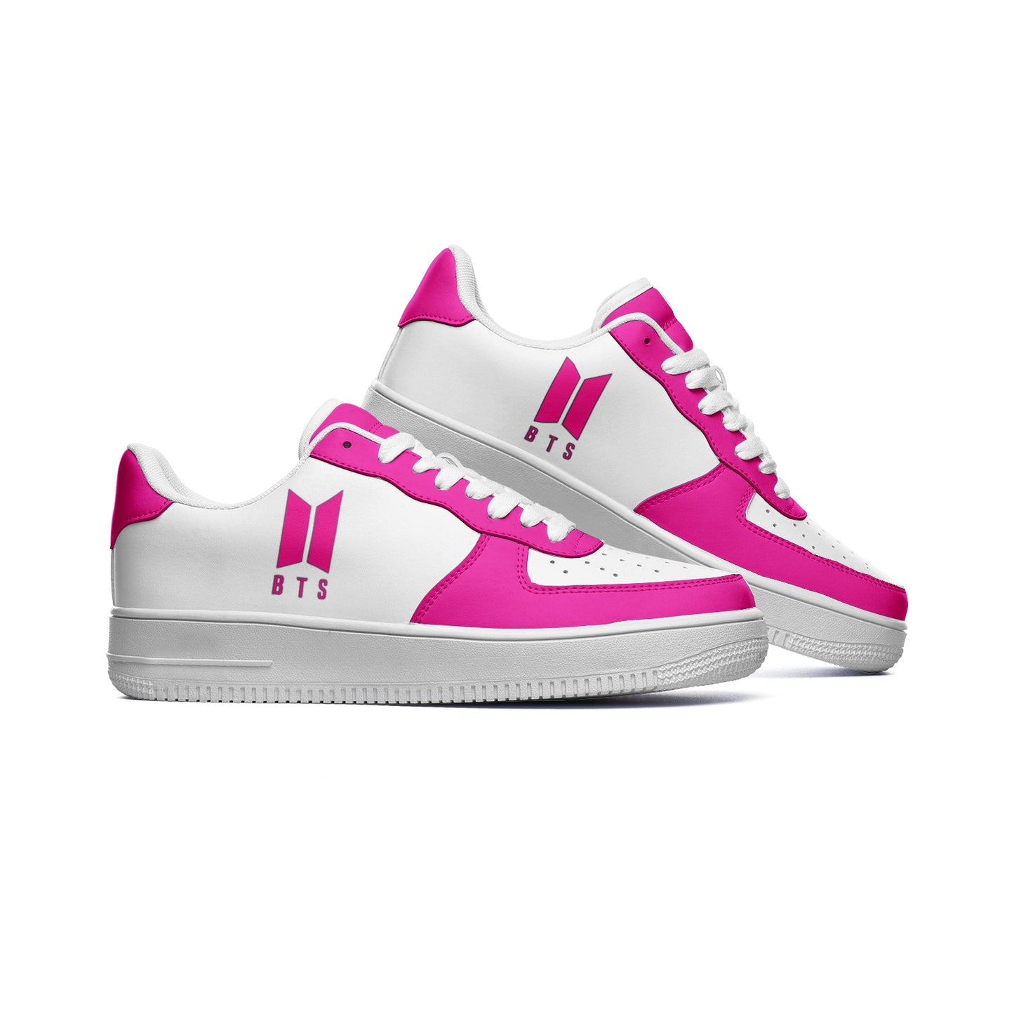 BTS Logo Unisex Low Top Leather Sneakers Hot Pink - SD-style-shop