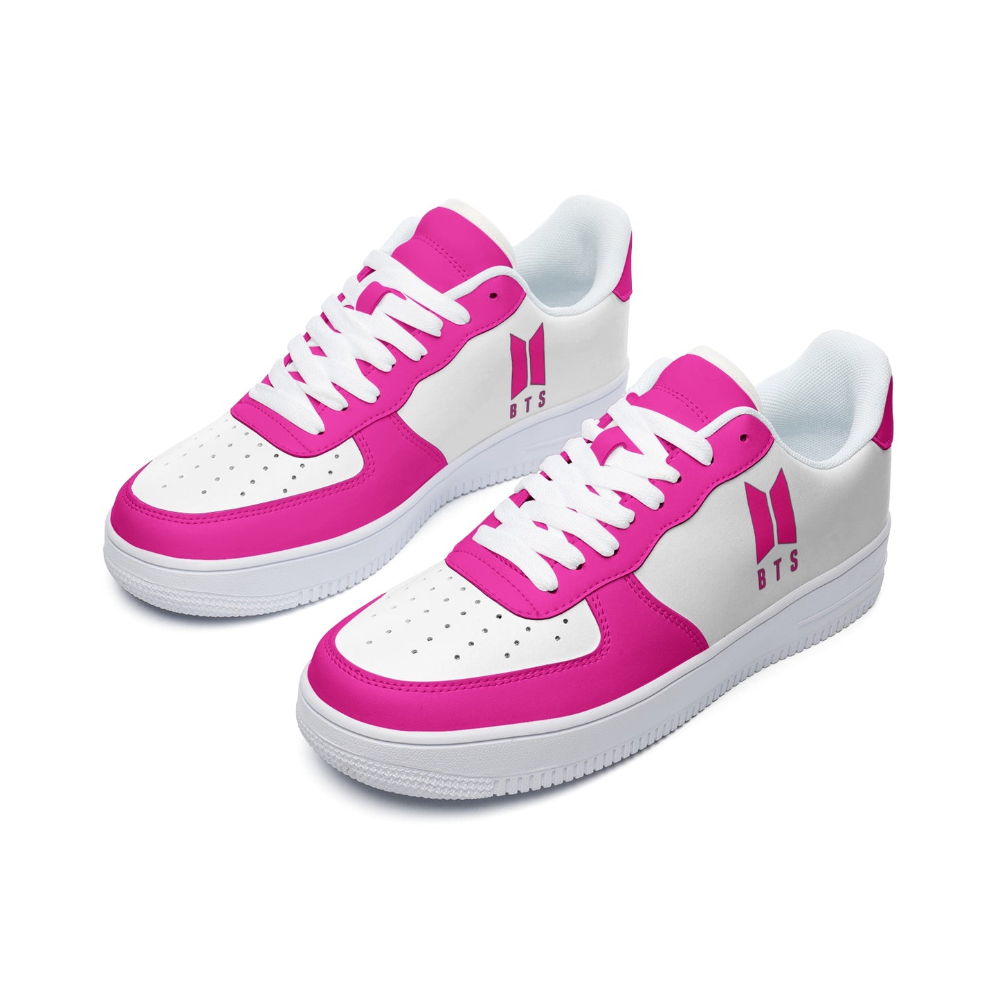 BTS Logo Unisex Low Top Leather Sneakers Hot Pink - SD-style-shop