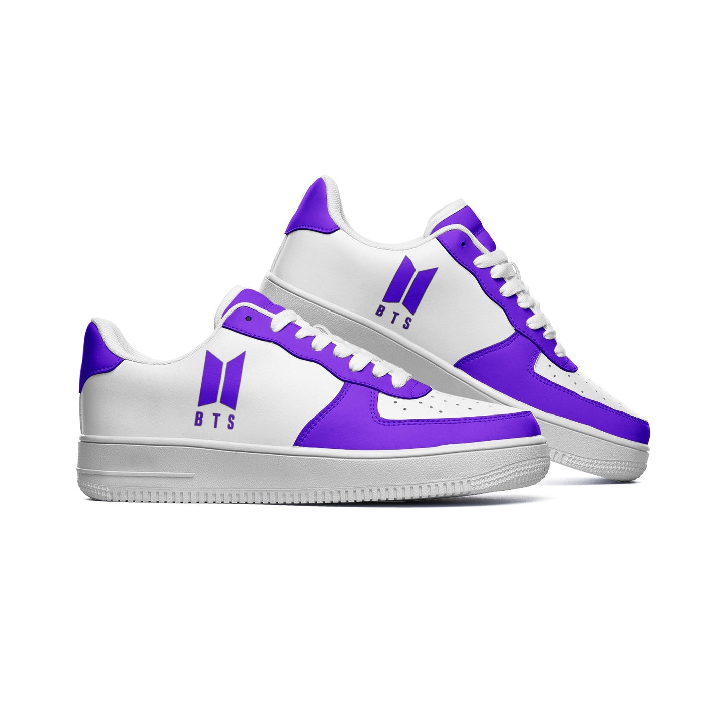 BTS Logo Unisex Low Top Leather Sneakers Purple - SD-style-shop