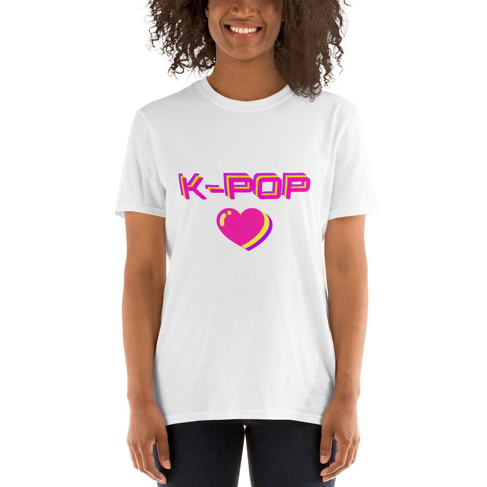 Kpop heart tshirt fluor, Kpop tee with heart, Short-Sleeve Unisex T-Shirt - SD-style-shop