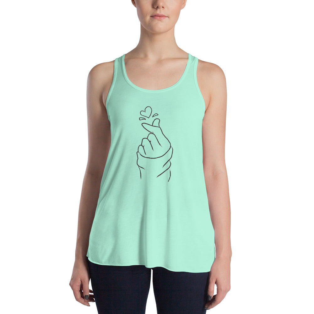 Fingerheart tanktop, Kpop Women's Flowy Racerback Tank - SD-style-shop